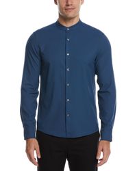 Perry Ellis Untucked Total Stretch Slim Fit Banded Collar Shirt in
