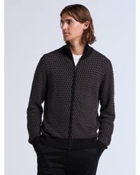 Perry Ellis - Geometric Jacquard Zip Sweater - Lyst