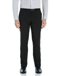 Perry Ellis Very Slim Fit Textured Plaid Stretch Suit Pant - Grey