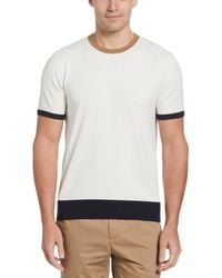Perry Ellis - Tech Knit Contrast Ribbed Crew Neck Sweater T-Shirt - Lyst