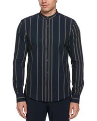 Perry Ellis - Slim Fit Total Stretch Striped Banded Collar Shirt - Lyst