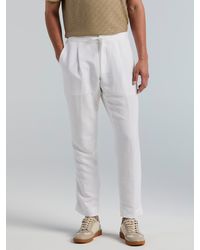 Perry Ellis - Slim Tapered Ecoveroâ Linen Blend Drawstring Pants - Lyst