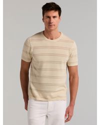 Perry Ellis - Cotton Mesh Striped Crew Neck Sweater T-Shirt - Lyst