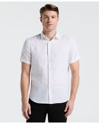 Perry Ellis - Solid Linen Blend Short Sleeve Shirt - Lyst