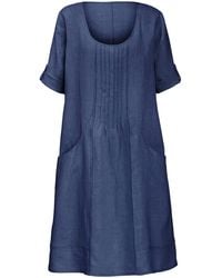 Anna Aura - Kleid aus 100% Leinen 3/4-Arm blau - Lyst