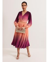 Phase Eight - Petite Mira Ombre Button Detail Pleat Dress - Lyst