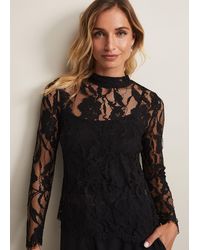 Phase Eight - 's Lara Black Lace Top - Lyst