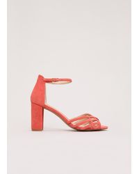 Phase Eight - Suede Strappy High Block Sandals - Lyst