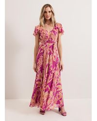 Phase Eight - Dinara Printed Frill Detail Maxi Dress - Lyst
