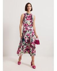 Phase Eight - Janina Floral Print Pleat Midi Dress - Lyst