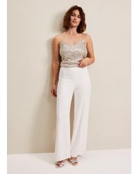 Phase Eight - Beatriz Satin Wide Leg Bridal Trousers - Lyst