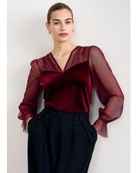 Phase Eight - Cindy Velvet And Mesh V-Neck Top - Lyst