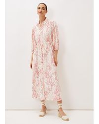 Phase Eight - 's Tana Coral Printed Midi Dress - Lyst