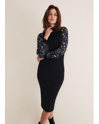 Phase Eight - Elmina Woven Sleeve Star Knit Dress - Lyst
