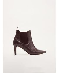 Phase Eight - Leather Textured Heeled Ankle Boot - Lyst