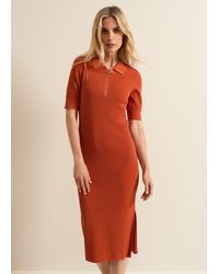 Phase Eight - 's Perrie Ribbed Zip Midi Dress - Lyst