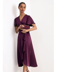 Phase Eight - Petite Julissa Satin Wrap Midi Dress - Lyst