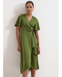 Phase Eight - Julissa Satin Wrap Midi Dress - Lyst