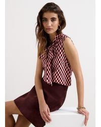 Phase Eight - Junie Tie Neck Geo Print Sleeveless Top - Lyst