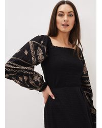 Phase Eight - Debby Shirred Embroidered Blouse - Lyst