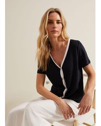 Phase Eight - Dorothy Contrast Piping Linen Top - Lyst