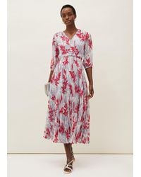 Phase Eight - Ellen Palm Print Pleated Midaxi Dress - Lyst