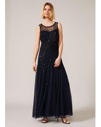 Phase Eight - Navy And Black Greta Fully Beaded Dress - Lyst