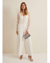 Phase Eight - 's Mariposa Cream Lace Jumpsuit - Lyst