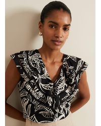 Phase Eight - Rosey Linen Ruffle Top - Lyst
