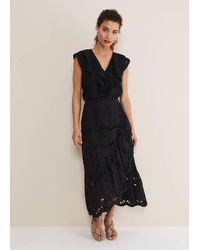 Phase Eight - 's Black Broderie Wrap Maxi Skirt - Lyst