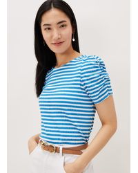 Phase Eight - Kaiya Textured Puff Sleeve Stripe Top - Lyst