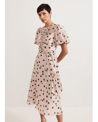 Phase Eight - Nicola Spot Ruffle Midi Dress - Lyst