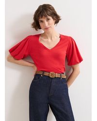 Phase Eight - Courtney V Neck Puff Sleeve Knit Top - Lyst