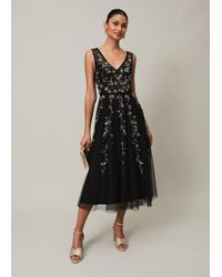 Phase Eight - Marissa Floral Embellished Midi Dress - Lyst