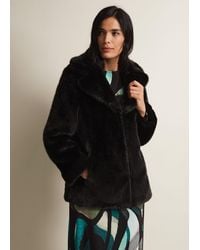 Phase Eight - 's Megan Black Faux Fur Coat - Lyst