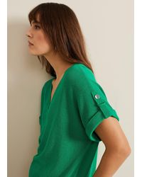 Phase Eight - Laura Linen Metal Button Tab Top - Lyst