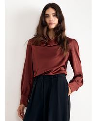 Phase Eight - Naomi Cowl Neck Satin Long Sleeve Top - Lyst