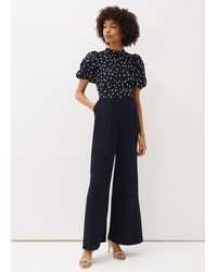 Phase Eight - Paulina Puff Sleeve Spot Jumpsuit - Lyst