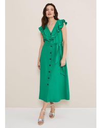 Phase Eight - 's Jamilla Green Linen Midi Dress - Lyst