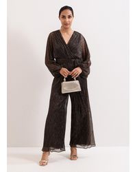 Phase Eight - Petite Rachel Plisse Metallic Jumpsuit - Lyst