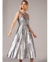 Phase Eight - Silver Lainey Shimmer Sequin Midi Dress - Lyst