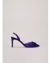 Phase Eight - 's Blue Satin Embellished Slingback Heels - Lyst