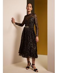 Phase Eight - Theodora Leopard Pleat Midi Dress - Lyst