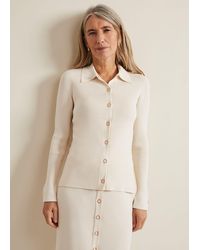 Phase Eight - Irina Ribbed Button Detail Knit Top - Lyst