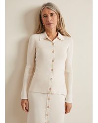 Phase Eight - Irina Ribbed Button Detail Knit Top - Lyst