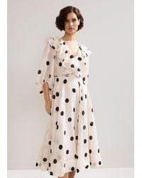 Phase Eight - Jaqlyn Spot Ruffle Belted Midi Dress - Lyst
