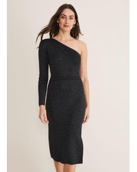 Phase Eight - Zemira One Shoulder Lurex Knitted Dress - Lyst