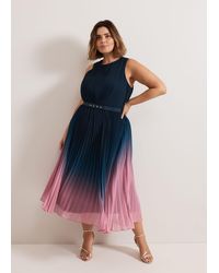 Phase Eight - Simara Ombre Chiffon Midi Pleat Dress - Lyst