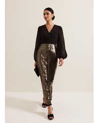 Phase Eight - Aniya Sequin Long Sleeved Maxi Dress - Lyst