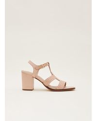Phase Eight - Plaited T Bar Heeled Sandal Shoe - Lyst